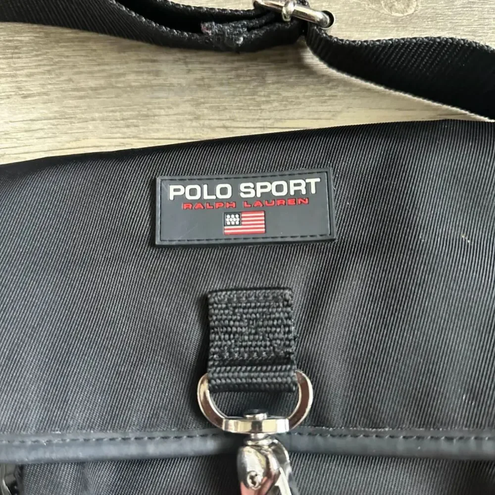 Vintage Polo Sport Ralph Lauren Black Shoulder Messenger Bag
